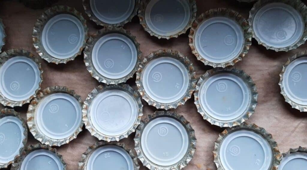 Rusted caps used for homebrewing