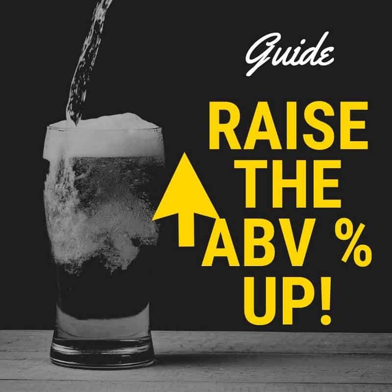 Beer glass being poured in the background and text "Guide raise the ABV up!"