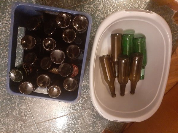 beer bottles ready to be reused