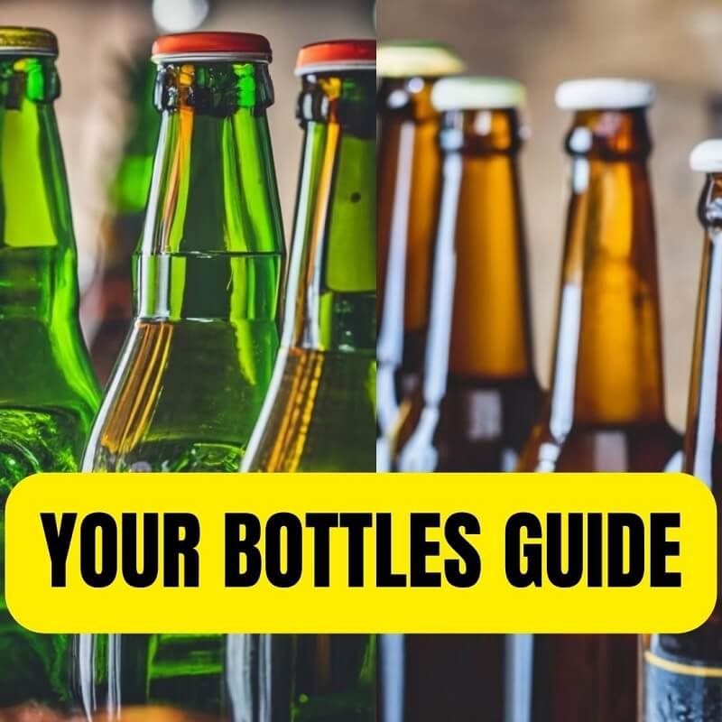 Bottles for homebrewing and text "your bottles guide"